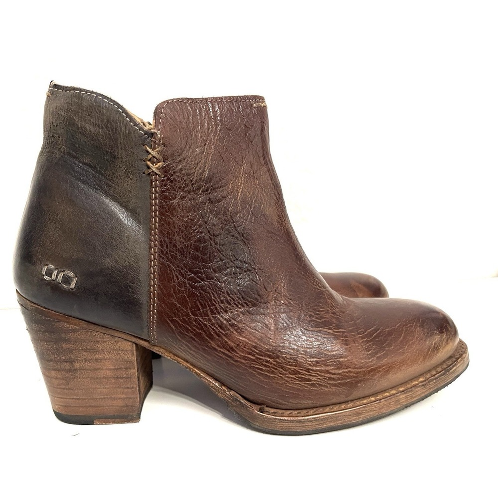 Bed-Stu Cobbler Bench Series Women 7 Brown Leather Wedge Distressed Bootie Boots - Picture 2 of 10